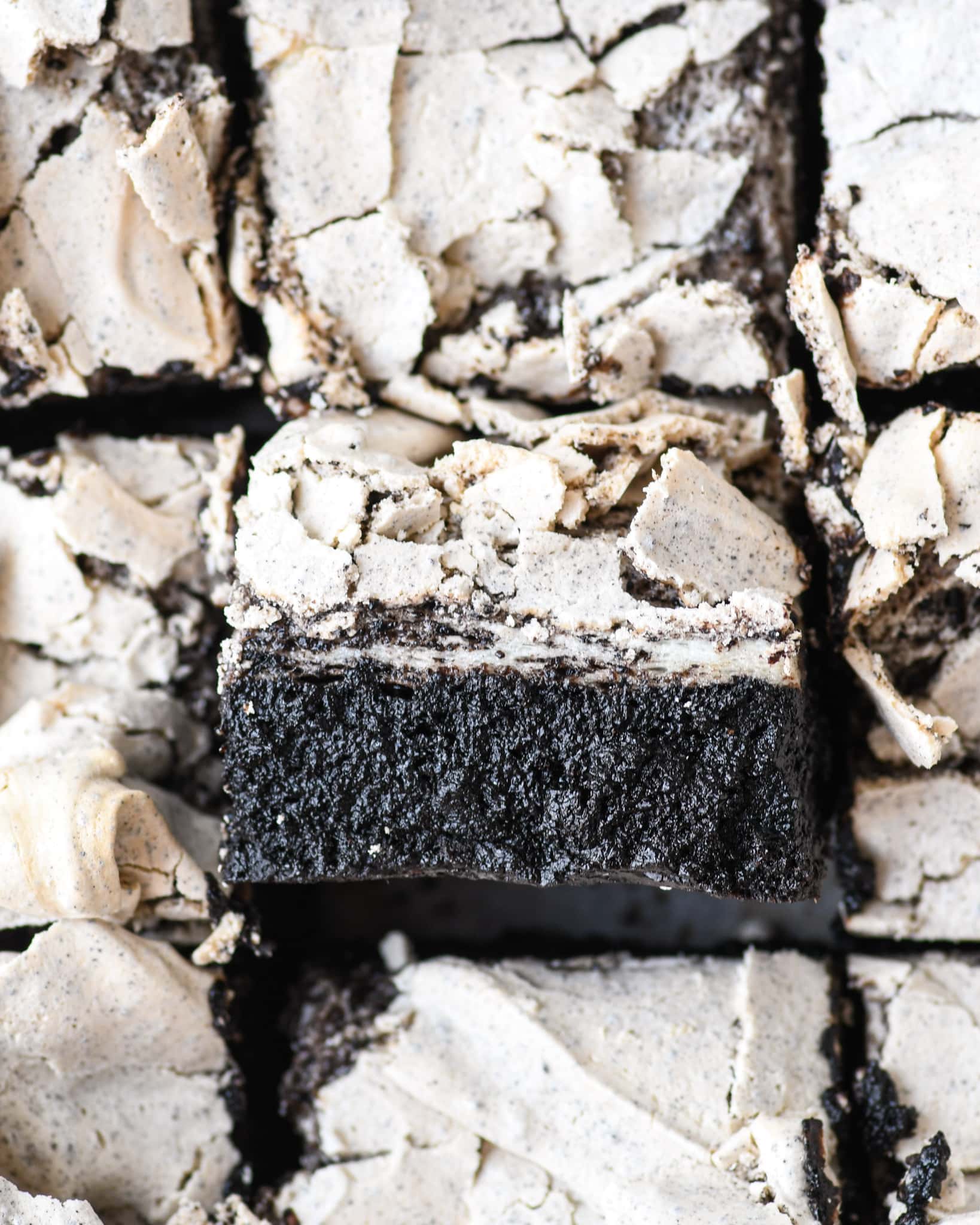 Black Cocoa Brownies with Oreo Meringue